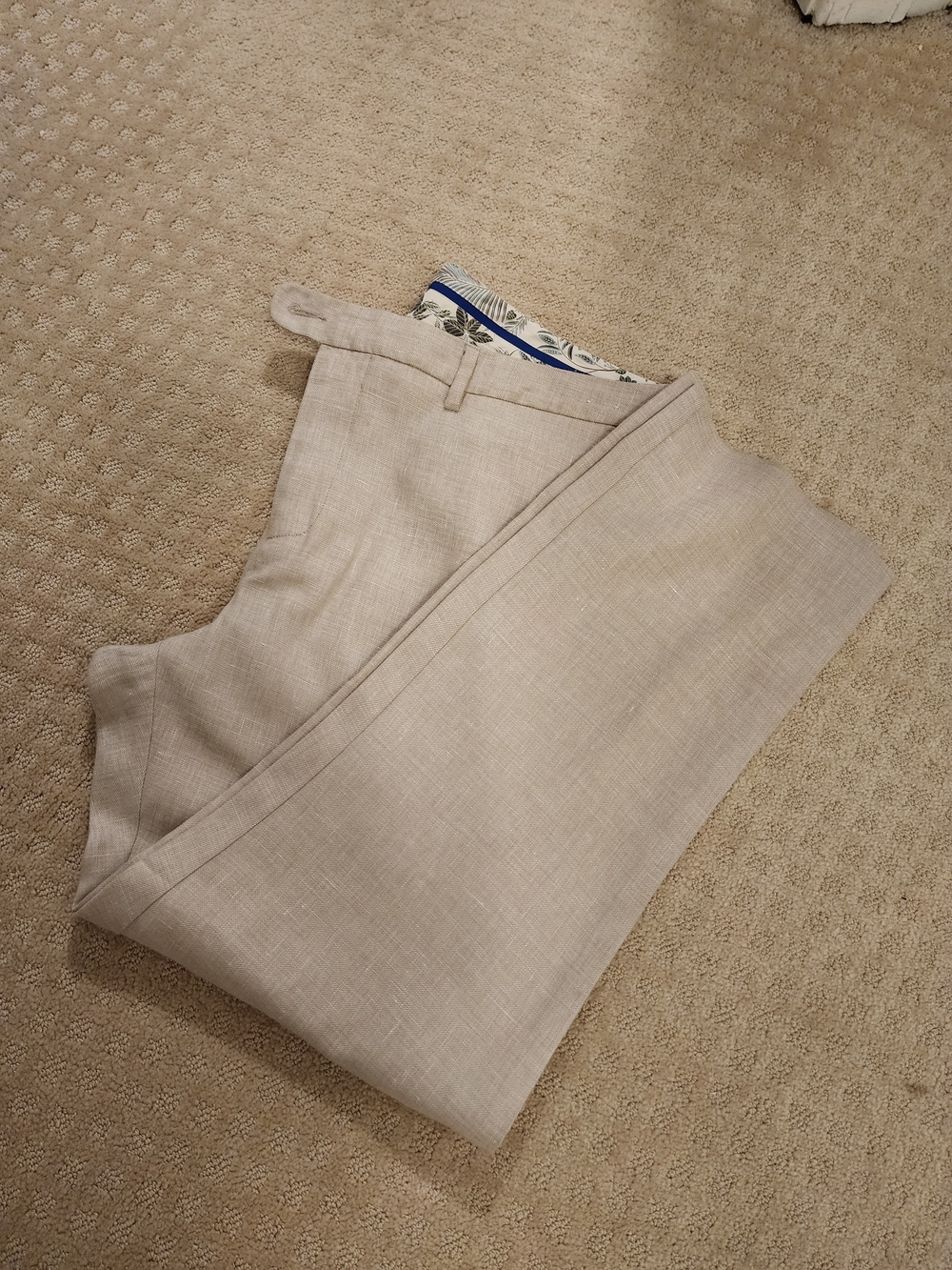 Men's Lightweight Linen Tommy Bahama Beige Dress Pants - 34x31